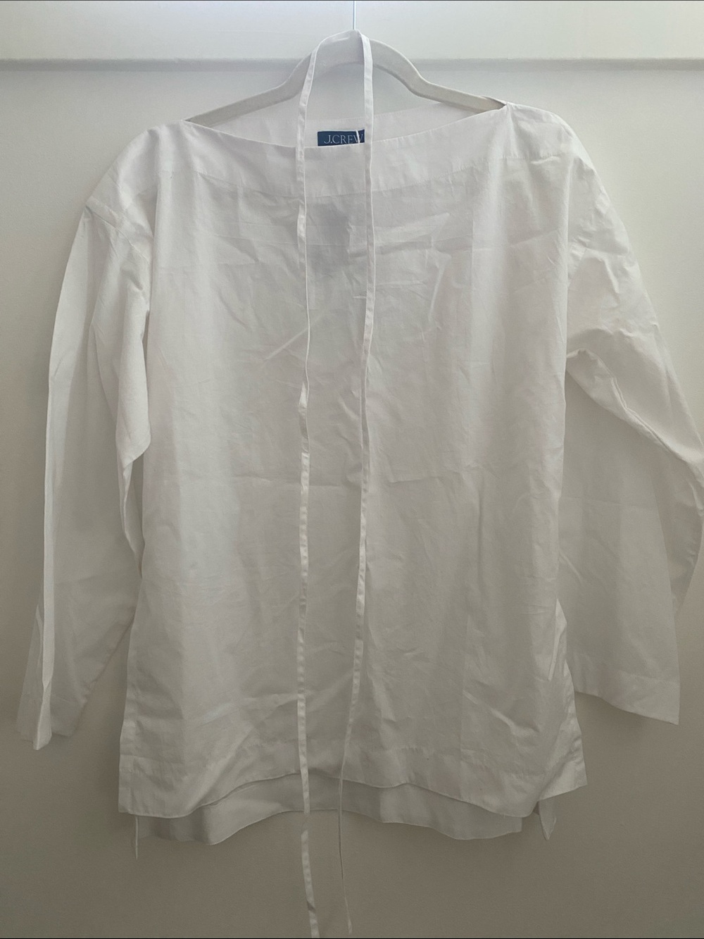 J. Crew White Tie-Front Long-Sleeve Tunic